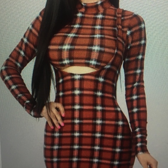 Two Piece red plaid Fashion Nova dress - Picture 1 of 4